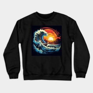 Sunset Surf Ballet: Dancing with Massive Waves Crewneck Sweatshirt